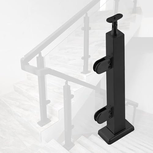 LNNW Poteau de garde-corps en verre Pince de garde-corps en verre for escalier noir, systèmes de support de clôture, de terrasse, de jardin, poteau carré en acier inoxydable(End Post,105cm/41.3 in)