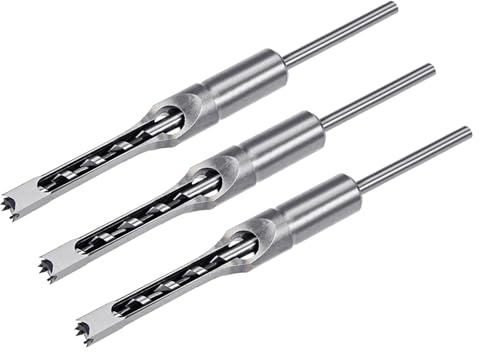 QUARKZMAN 3 Pezzi Punta Foro Quadrato 3/8(9.5mm) Acciaio Ad Alto Contenuto Di Carbonio Trapano Mortasatore Cavo Per Lavorazione Del Legno Macchina Mortasa Tenone