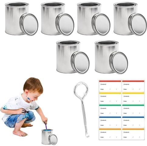 Zunishaone Empty Paint Traps, Empty Paint Cans with Lids - Small Round Paint Storage Containers, Garage Organization, Money Organizer Bucket for Solvents,