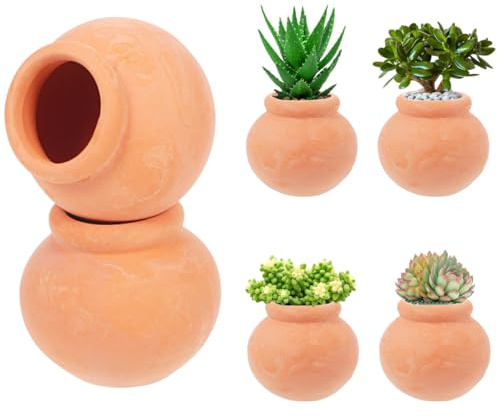 GALPADA 6Er Set Miniatur-BlumentöPfe Aus TöPferton Kleine Sukkulenten TöPfe Kompakte BlumentöPfe FüR BüRo Fensterbank Und Garten Dekoration