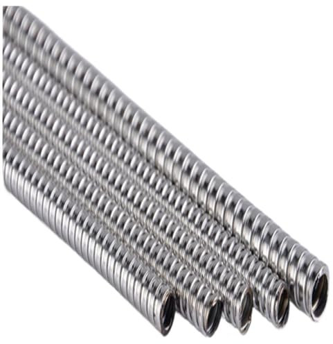 GHHZML Kabelschlauch 1 Stück 304 Edelstahl Metall Gewindeschlauch Metall Kabelhülse Rohr Metall(ID7mm OD9mm)