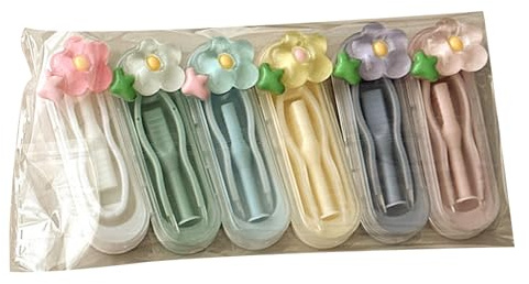 Lot de 6 kits applicateurs de lentilles avec bâton en silicone, 6 pièces de lentilles de voyage, outil de retrait pour soins des yeux