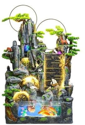 ZKALQECNF Fontana da Giardino Grande Fontana d'Acqua con Decorazione a Forma di Roccia da Pavimento, Acquario con Acqua circolante, Decorazione Feng Shui for Soggiorno Fontana d'Acqua