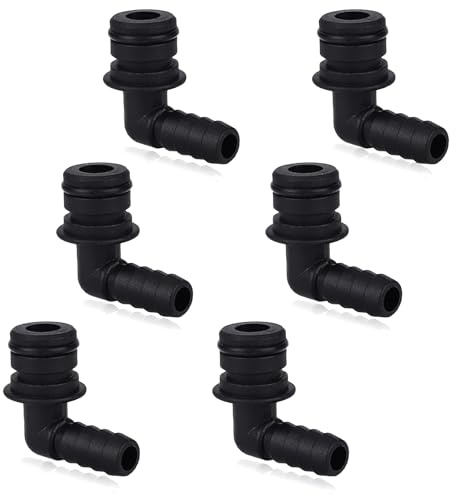 6 Pcs 20381-024 Quad Port Fittings, 3/8 Hose Barb NPT 90 Degree Elbow Quad Port Hose Connector Fittings for Garden & Lawn Water System Pumps Compatible with Flojet Pump, 3/4 OD