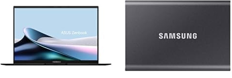 ASUS Zenbook 14 OLED UM3406KA-QD076W - Ordenador Portátil 14 WUXGA Negro + Samsung T7 Portable SSD - 2 TB - USB 3.2 Gen.2 External SSD Titanium Grey (MU-PC2T0T/WW)