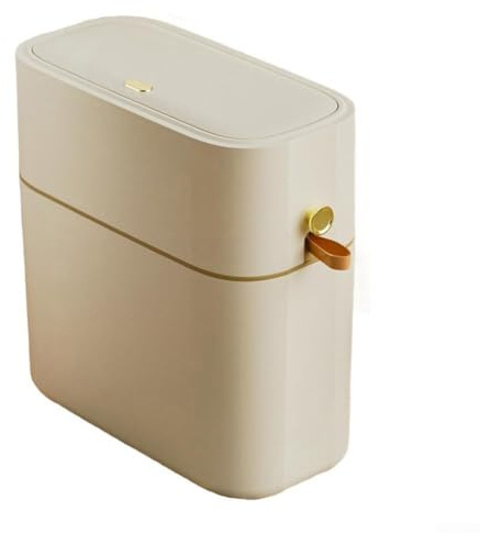 Pattumiera da 10 l, con pedale e chiusura automatica per sacchetto, per uso in cucina, bagno e soggiorno, compatto e affidabile (10 l, color crema)