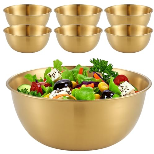 Lot de 6 bols mélangeurs en acier inoxydable - Diamètre : 17 cm - En acier inoxydable - Empilables - Avec marques de mesure - Bol de service pour céréales - Bol à sauce - Bol à snack - Passe au