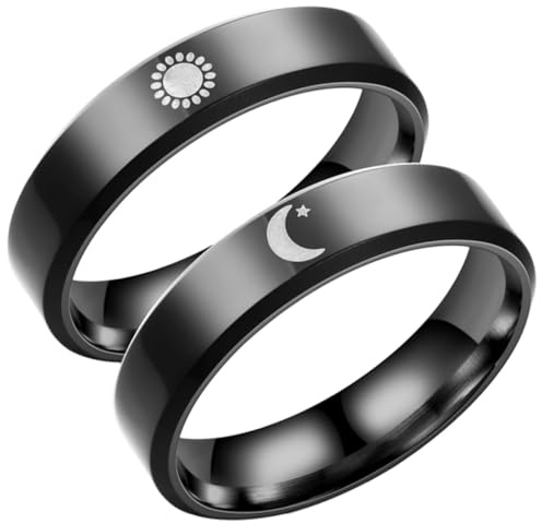 ROMISBABA Partnerringe Edelstahl Sonnen und Mondring Satz Herren Damen Verlobungsringe Schmuck Geschenk für Paare Valentinstag Hochzeit