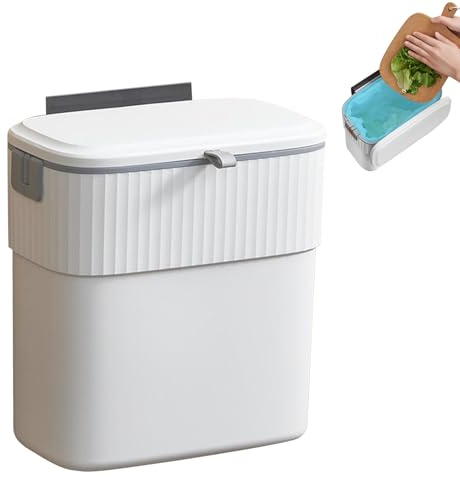 Poubelle de cuisine, poubelle suspendue avec couvercle, seau à compost de cuisine pour sous lavabo, pour la maison, la chambre à coucher, la table, la voiture, la cuisine, la salle de bain, l'armoire