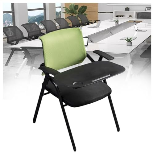 Stapelbara hopfällbara kontorsstolar med skrivdyna, bekväm nätbaksida, perfekt för möten, träning och klassrumsinställningar – platsbesparande design