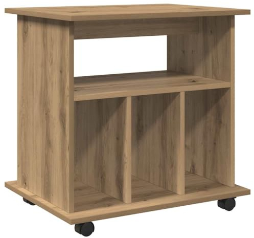 faucqel rullcontainer artisan-ek trämaterial 60 x 45 x 60 cm med hjul mobil och låsbar sidoskåp för kontor vardagsrum sovrum med gott om lagringsutrymme och stabil yta