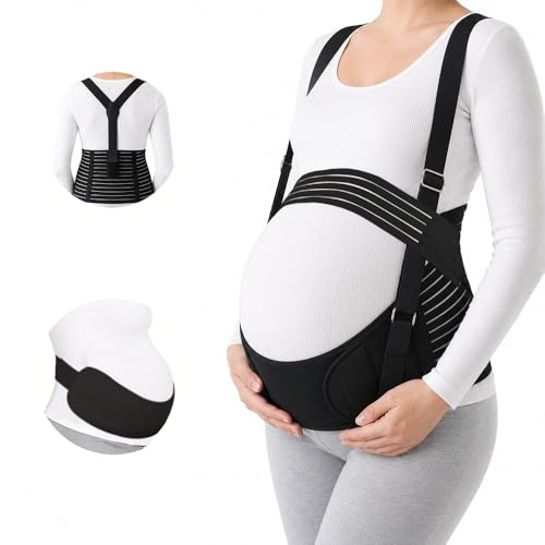 Janety Belly Belt Pregnancy 5 in 1 with Shoulder Strap XL | Adjustable Pregnancy Belt with Closure for Everyday Use and Work