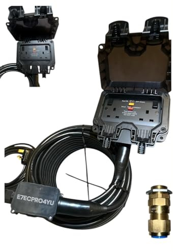 GERMODIFY Outdoor Armoured Extension Lead, 2 Gang, 5M-50M, Black, Grey, IP66 Weatherproof, Heavy Duty (BLACK, 25 METRE RCD)