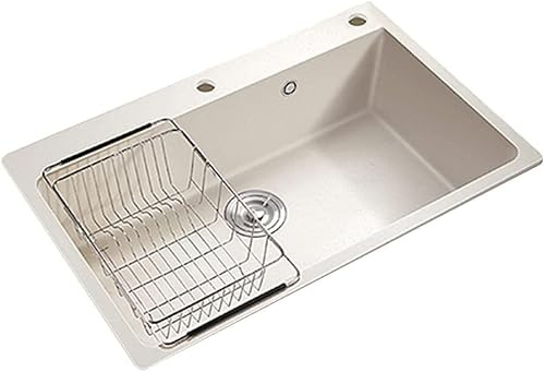 Stort undermonterat diskho, kvartssten handfat för hem, 60 x 45 x 20 cm, lätt att rengöra
