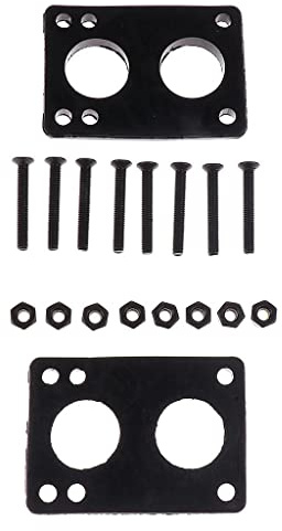 QSTDGVPW 2 Pièces Skateboard Riser Pads Tampons Rehausse Skateboard Ensemble Visserie Solide Pièces Écrou Métal Matériau Résistant Absorbant Chocs Montage Rapi, Noir, 6mm Tapis + 35mm Nail