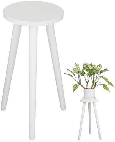 SHINEOFI Portafiori in Legno Bianco 3 Punti di Supporto Stabili, Supporto per Piante e Vasi da Interno, per Giardinaggio e Ingresso, Mantiene Le Piante Sollevate da Terra