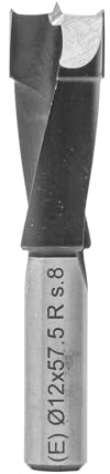ENT 24004 Fresa per cavicchi, Gambo (S) 8 mm, diametro (D) 12 mm, NL 30 mm, SL 27 mm, L 57 mm, in carburo di tungsteno, progettata appositamente per la fresatrice verticale