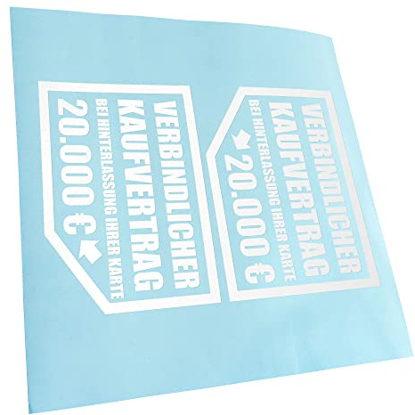 Kiwistar Autoaufkleber - Verbindlicher Kaufvertrag 20.000 € 12,5 x 10 cm - weiß-10 - Aufkleber für Auto, Laptop, Fahrrad, LKW, Motorrad mehrfarbig JDM Decal Racing