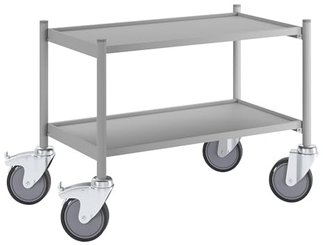 eurokraft pro | Beistellwagen | Tragfähigkeit 150 kg, Ladefläche LxB 745 x 390 mm, 2 Etagen