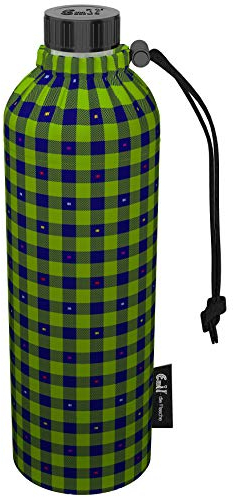 Emil Trinkflasche aus Glas für Mädchen & Jungen isolierte Glasflasche für Schule, Freizeit, Sport: Kinder & Eltern BIO Karo 0,75l (Weithals)