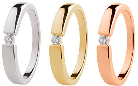 Ardeo Aurum Damenring aus 585 Gold Rosegold mit 0,07 ct Diamant Brillant Spannfasssung Verlobungsring Solitär