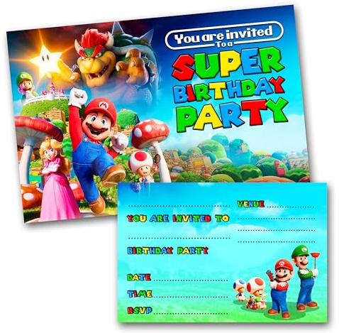 Set di inviti per Feste con Buste (Personalizzabili) di Super Mario