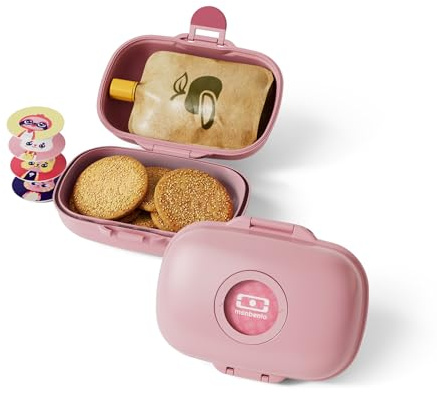 MONBENTO - Caja de Merienda Infantil MB Gram Blush - Caja de Merienda para Niños - Ideal Escuela o Parque - Sin BPA - Segura y Duradera - Rosa
