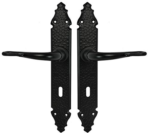 HardwareStore Türbeschlag Drückergarnitur Türgriff BB PZ WC Schwarz Türdrücker Schmiedeeisen (O.72 BB - Buntbart)