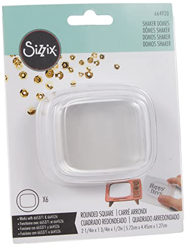 Sizzix Making Essential Shaker Domes Cuadrado Redondeado, 2 1/4 x 1 3/4, 664920, Multicolor, Talla única
