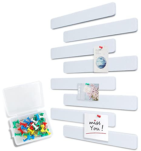 Uoisaiko 8 Tiras de Tablero de Corcho de Fieltro 33x5cm, Corcho para Pared Tablón de Anuncios con 40 Chinchetas, para Paredes de Fotos y Notas en Hogar Oficina