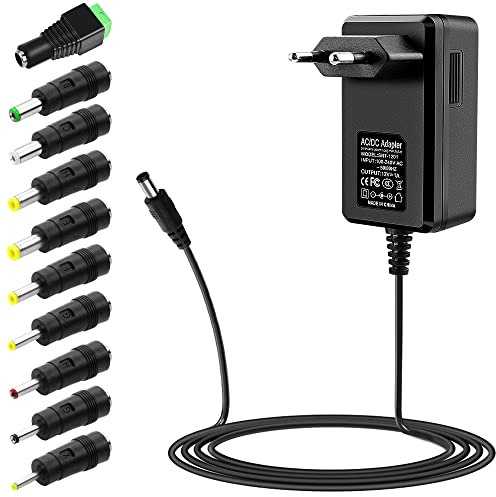 SHNITPWR 12V Netzteil Adapter 1A 12W Power Supply AC100~240V auf DC 12V 1A Spannungswandler Ladegerät mit 10ps Steckers 5,5 x 2,5 5,5 x 3,0 6,3 x 3,0 4,8 x 1,7 4,0 x 1,7 3,5 x 1,35 mm für LED Streifen