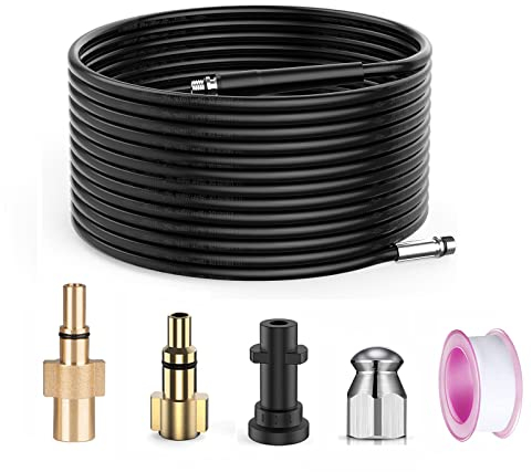 Stone Banks 15 m Pressure Washer Drain Pipe Hose Cleaning Kit Replacement for Karcher K2-K7, Bosch, Lavor, Sewer Jetter Hose with Jet Nozzle 180Bar