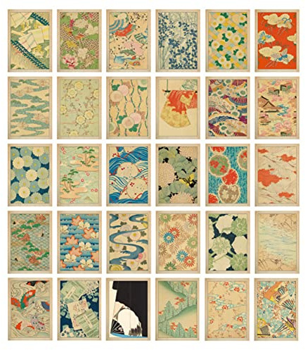 HOSTEESSCHOICE Vintage Art Postcards set of 30 Post card of Japanese Artist Korin Furuya Art Sea variety pack Famous Painting Scenery,4 x 6 Inches