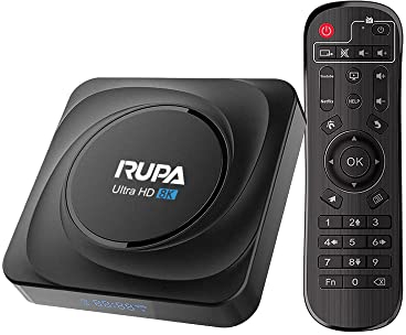 RUPA Android TV Box, Smart TV Box Android 11.0 8GB RAM 128GB ROM RK3566 Quad Core Cortex-A53 CPU Support 2.4G/5G WiFi BT 4.0 USB 3.0 1000M Ethernet 3D 8K 6K 4K HD Media Box