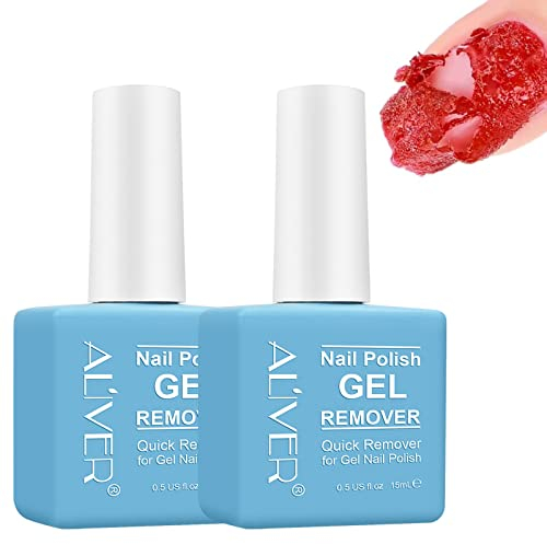 ELAIMEI 2 Pack Nail Polish Remover, Removes Soak-Off Gel Polish in 3-5 Minutes, Quick & Easy No Need for Foil, Soaking or Wrapping - 15ml, Blue