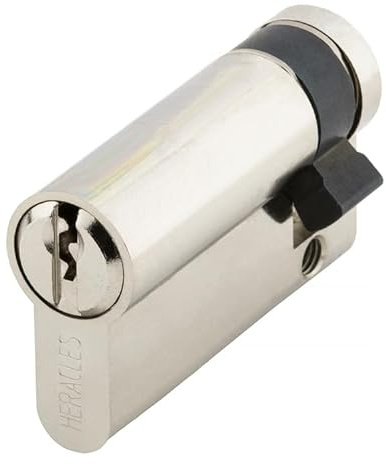 Demi-cylindre européen 5 goupilles 5G 10x65mm pour fermeture anti-panique laiton nickelé 3 clés - HERACLES - C100116