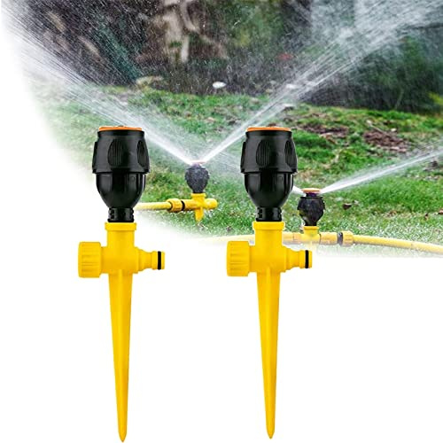 MLDA 2Pcs 360° Rotation Auto Irrigation System Garden Lawn Sprinkler Patio,Coverage Diameter 65ft