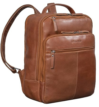STILORD Nikita Laptoprucksack 13,3 Zoll Leder Groß Damen Herren Lederrucksack Vintage Rucksack Business Handgepäck Reiserucksack Travel Backpack Farbe:Toretto - Dunkelbraun