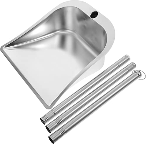 Zerodeko Kehrbesen Mit Schaufel Kehrschaufel mit Langem Griff Aufrechte Kehrschaufeln Metall -Kehrschaufeln Hochleistungs-Müllschaufel zum für Küche Hof Hundehaufen Silber Kehrblech