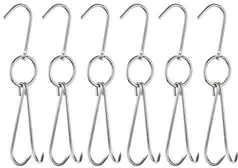 sourcing map 11.2'' Double Meat Hooks, 0.19'' Thickness Stainless Steel Smoker Hook Tools for Grill Cooking Fish Chicken, Pack of 6