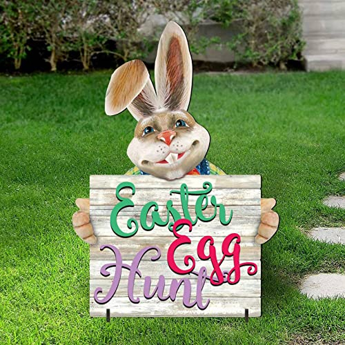 Gartenstecker Osterhase Figuren Osterstecker Handmade Osterdeko Garten Stecker Gartendeko Frühling Deko Ostern Hase Werbeschilder Gartenschilder für draußen und drinnen Garten-Rasen-Yard (F, One Size)