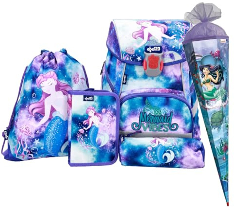 Meerjungfrau Mermaid Schulranzen Ranzen Tornister 5 Teile Set Tasche Rucksack Federmappe Schultüte 85 cm mit Sticker-von-Kids4shop