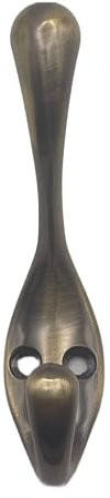 Aretro Heavy Duty Double Hat & Coat Bath Robe Hook Hanger 96mm Antique Brass Effect Holds 7.5kg Back of Door Wall Hook 1 Pack of 1