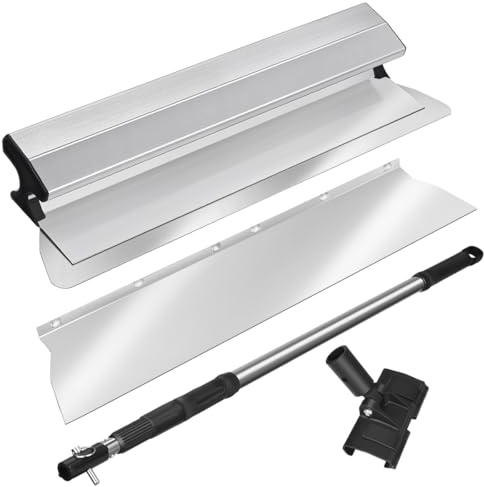 DrRobor Flächenspachtel Set im Koffer mit Ergonomischem Griff, Spachtel Werkzeug (600mm) und Austauschbarem Edelstahlblatt und 2.1m Teleskopstange