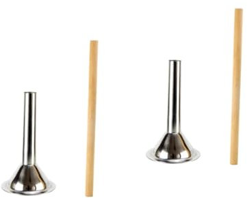 4 Stück Fleischwolf Stainless Steel Meat Grinders küchenhelfee inoxlm Handbuch Trichter aus Edelstahl Lem Stopfrohre Wurst Zitrone Suite 2-teiliges Set Schleifer Füllstoff Hölzern