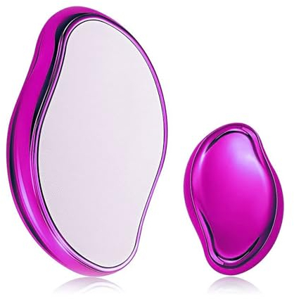 Yungeln Gomme Epilatoire en cristal, Outil d'épilation sans douleur, Appareil d'épilation pour femme, Nano épilateur magique pour les bras/jambes/dos avec effet exfoliant, Pierre d’epilation Violet