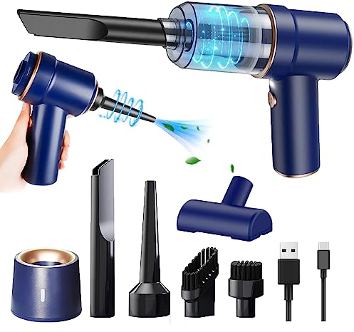 Kevsuvqin 2-IN-1 Handstaubsauger Akku, 9000PA Mini Handstaubsauger Kabellos, Akku Handstaubsauger Stark mit Typ-C, Druckluftspray Elektrische Staubgebläse, Mini Staubsauger für Auto, Office & Outdoor