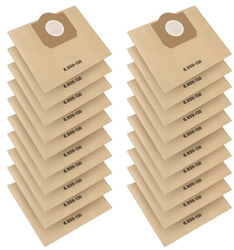 Lot de 20 Sacs Aspirateur Pour Karcher 6.959-130.0 WD3,Sacs Filtrants en Papier pour Karcher 6.959-130.0 WD3/WD3P/MV3/A2204/A2204/A2534/SE 4001/SE 4002