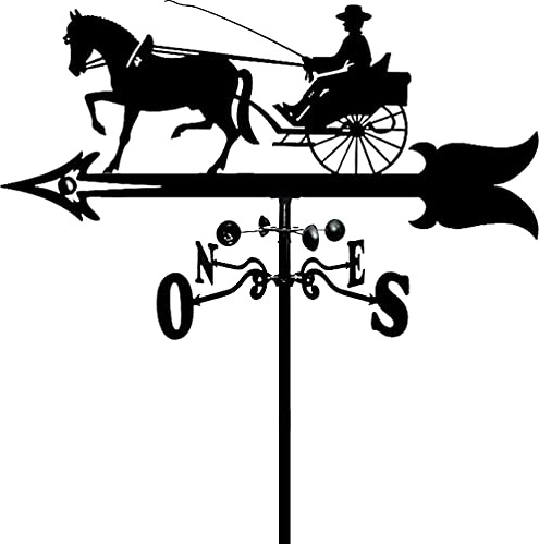 Hofdekoration Pferd Silhouette Wetterfahne Design Kutsche Retro Orientierung Display Edelstahl Wetterfahne Messwerkzeug mit Rostschutzbeschichtung für Outdoor Tierhaltung De