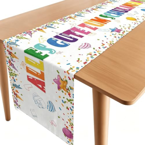 Aitsite Tischläufer Einschulung Weiß - Schulkind Schulanfang Deko 180x40cm | Einschulung Deko Tischläufer Tischband für Schulkind Schulanfang Schuleinführung Schulstart Party Dekoration